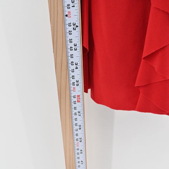 Vtg CACHE Dress Size 6 Red Babydoll Bow Flowy Ruffle Stretch Mini Sleeveless Y2k - Picture 11 of 12